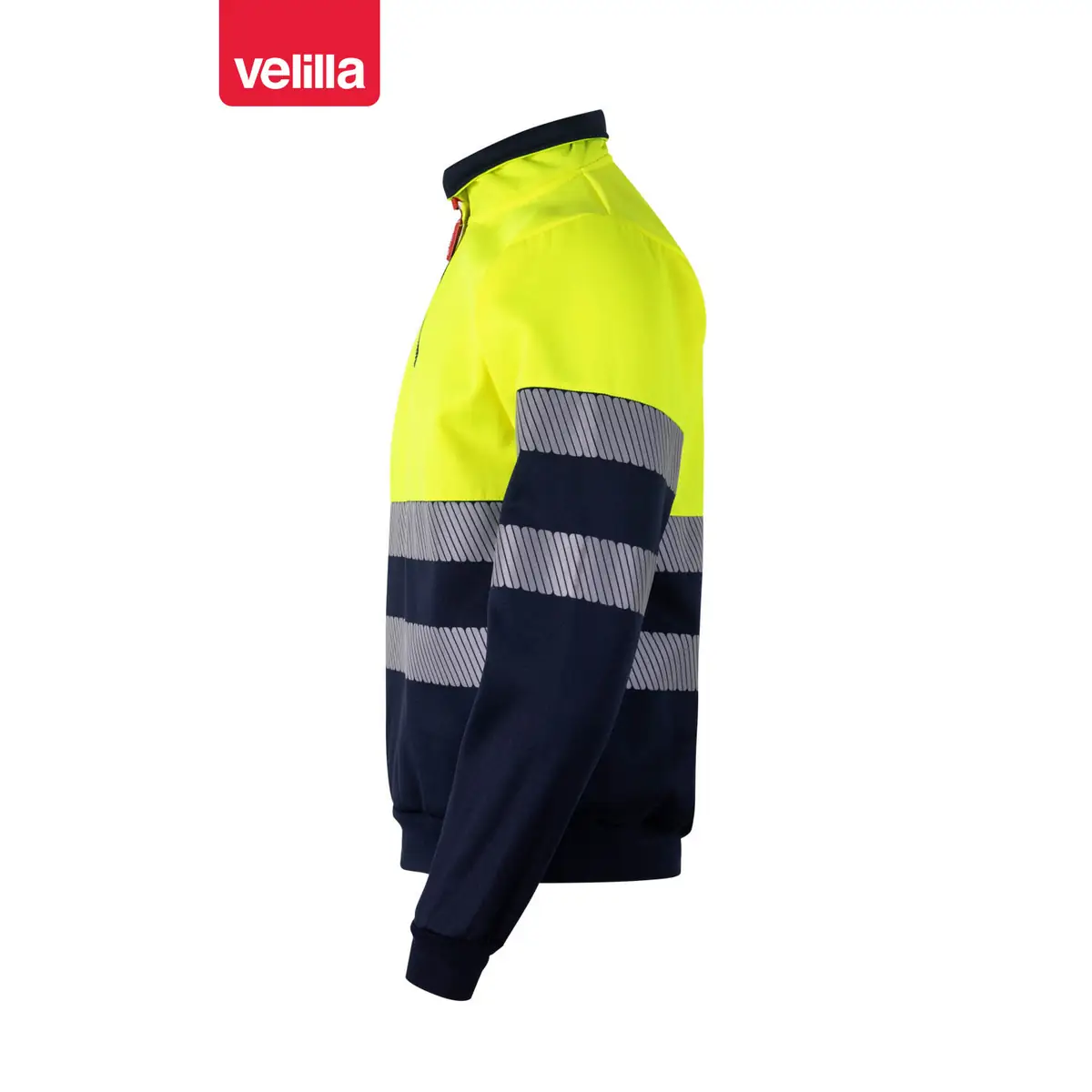 Sudadera bicolor Velilla 305703 con media cremallera 5 Sudadera bicolor Velilla 305703 con media cremallera Azul navy/Amarillo flúor, vista lateral