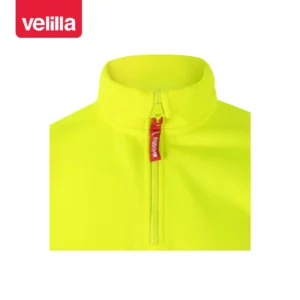 Sudadera Velilla 305704 con media cremallera Amarillo flúor, detalle de cuello y cremallera