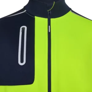 Chaqueta polar Velilla V.Dynamix Hi Vis 305730 Azul navy/Amarillo flúor, detalle de cremallera y bolsillo del pecho