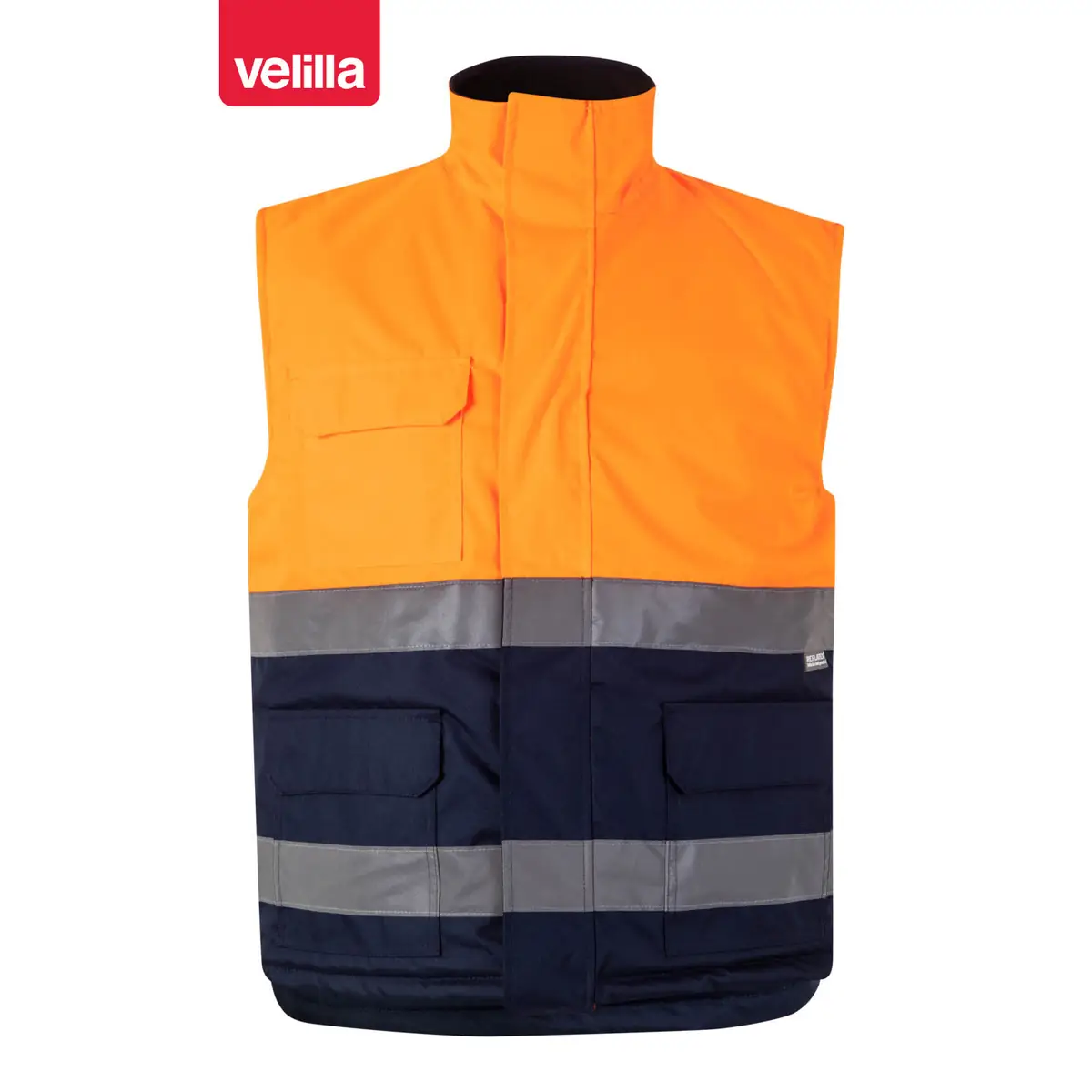 Chaleco acolchado bicolor Velilla 305902 4 Chaleco acolchado bicolor Velilla 305902 Azul navy/Naranja flúor, vista frontal
