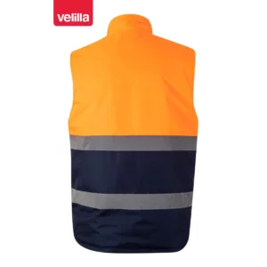 Chaleco acolchado bicolor Velilla 305902 Azul navy/Naranja flúor, vista trasera