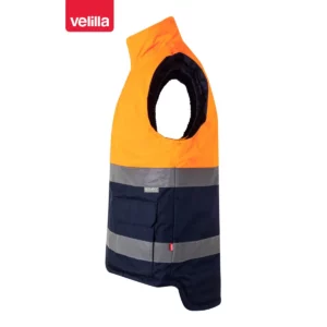 Chaleco acolchado bicolor Velilla 305902 Azul navy/Naranja flúor, vista lateral