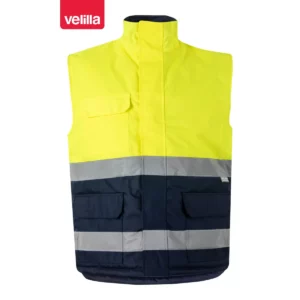 Chaleco acolchado bicolor Velilla 305902 Azul navy/Amarillo flúor, vista frontal