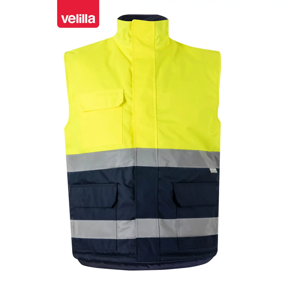 Chaleco acolchado bicolor Velilla 305902 1 Chaleco acolchado bicolor Velilla 305902 Azul navy/Amarillo flúor, vista frontal