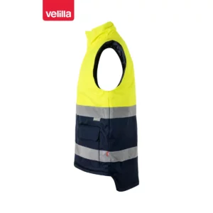 Chaleco acolchado bicolor Velilla 305902 Azul navy/Amarillo flúor, vista lateral