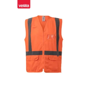 Chaleco con portaidentificación Velilla 305903 Naranja flúor, vista frontal