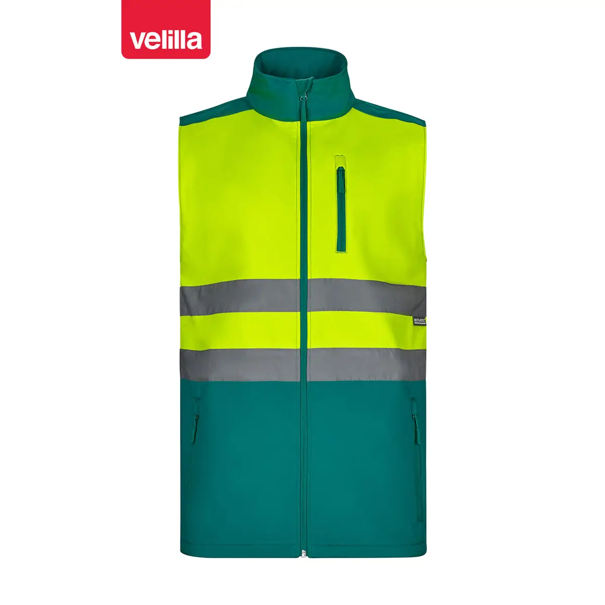 Chaleco soft shell bicolor Velilla 305906 9 Chaleco soft shell bicolor Velilla 305906 Verde/Amarillo flúor, vista frontal