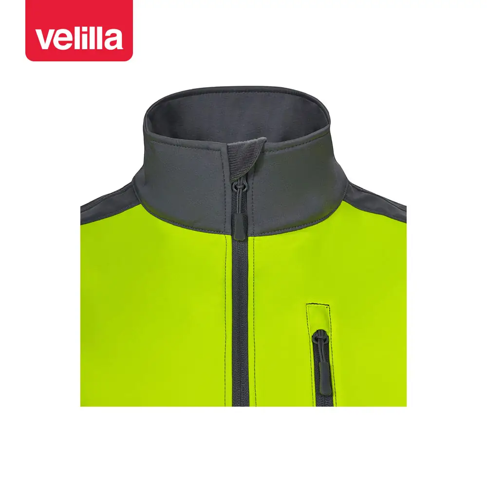 Chaleco soft shell bicolor Velilla 305906 16 Chaleco soft shell bicolor Velilla 305906 Gris/Amarillo flúor, detalle de cuello