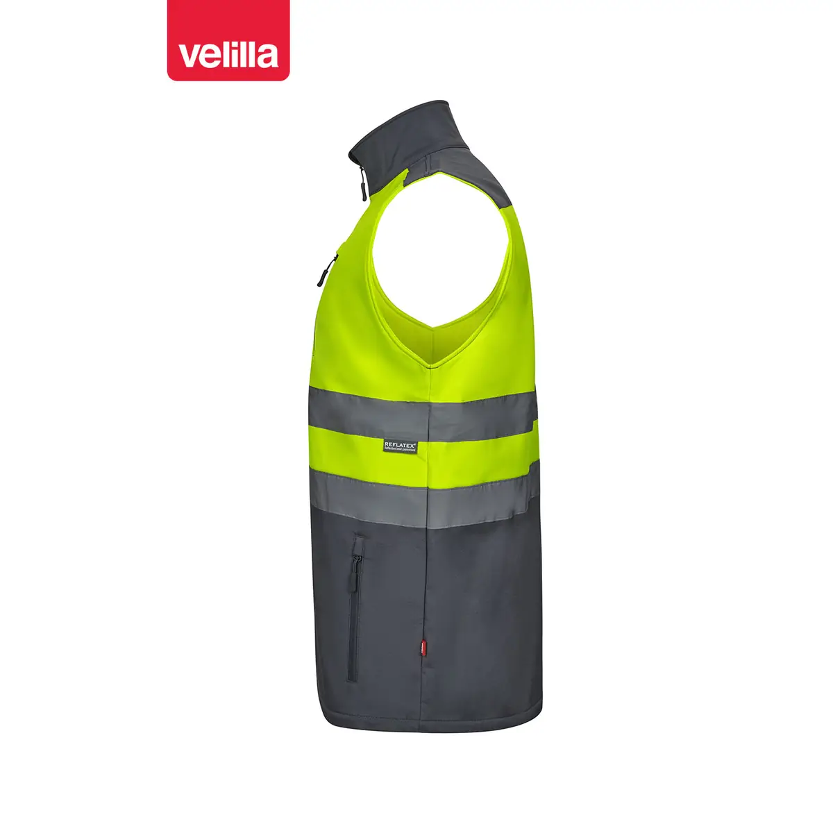 Chaleco soft shell bicolor Velilla 305906 2 Chaleco soft shell bicolor Velilla 305906 Gris/Amarillo flúor, vista lateral
