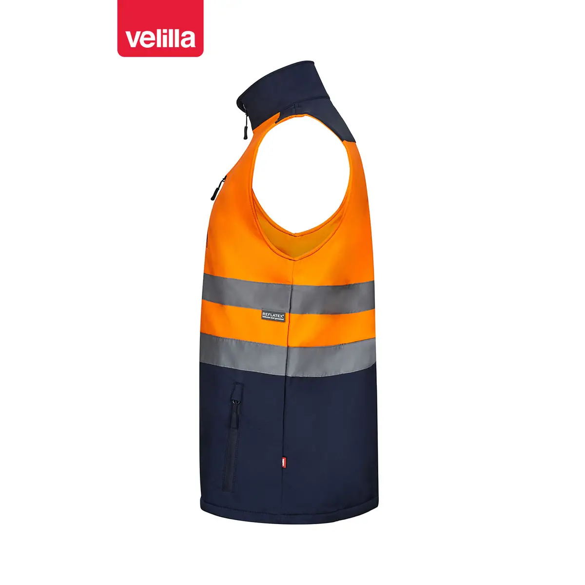 Chaleco soft shell bicolor Velilla 305906 13 Chaleco soft shell bicolor Velilla 305906 Azul navy/Naranja flúor, vista lateral