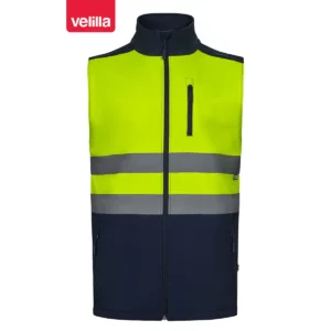 Chaleco soft shell bicolor Velilla 305906 Azul navy/Amarillo flúor, vista frontal