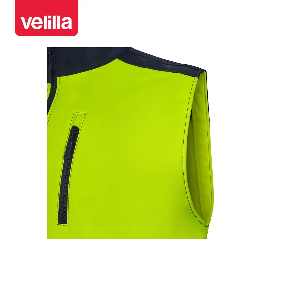 Chaleco soft shell bicolor Velilla 305906 21 Chaleco soft shell bicolor Velilla 305906 Azul navy/Amarillo flúor, detalle de sisa