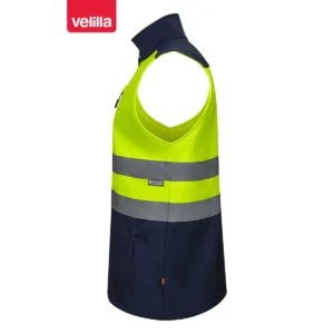 Chaleco soft shell bicolor Velilla 305906 Azul navy/Amarillo flúor, vista lateral