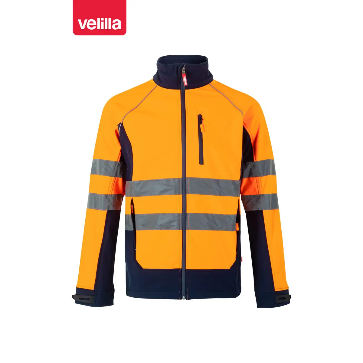 Cazadora softshell bicolor Velilla 306001 4 Cazadora softshell bicolor Velilla 306001 Azul marino/Naranja flúor, vista frontal