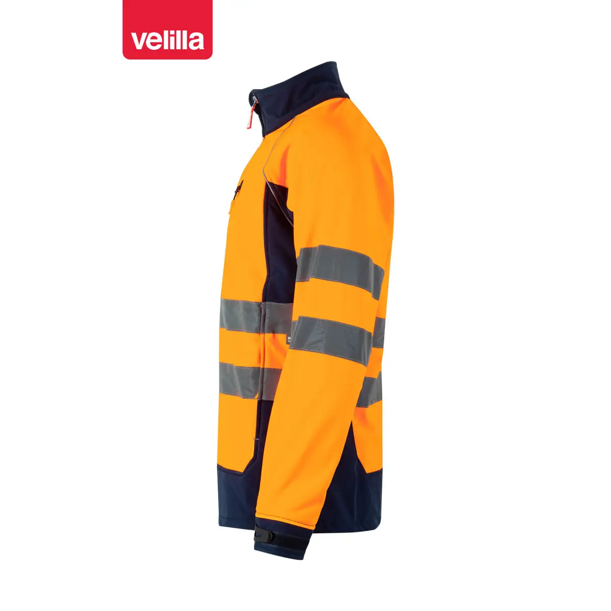 Cazadora softshell bicolor Velilla 306001 5 Cazadora softshell bicolor Velilla 306001 Azul marino/Naranja flúor, vista lateral