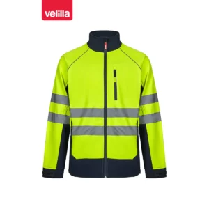 Cazadora softshell bicolor Velilla 306001 Azul marino/Amarillo flúor, vista frontal