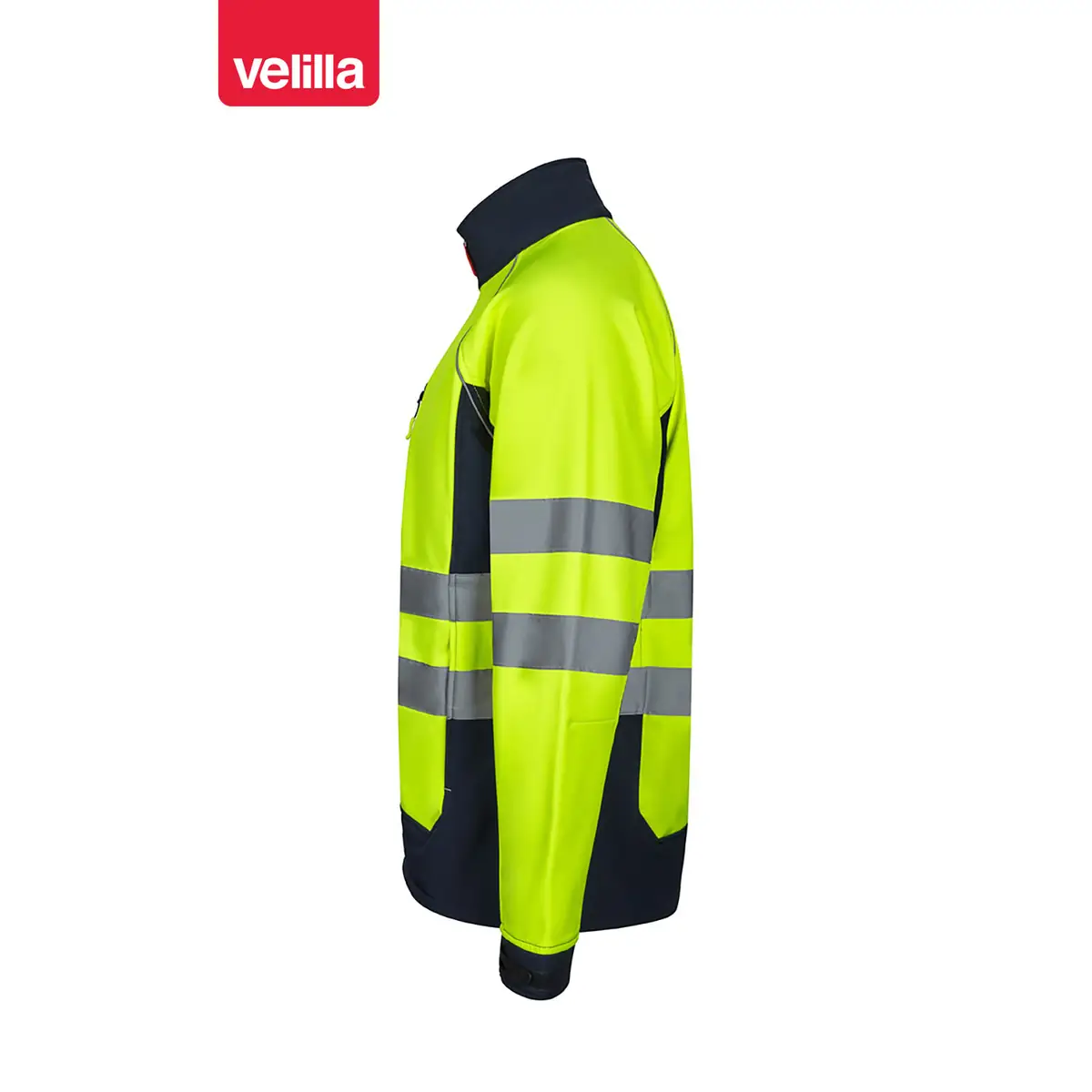 Cazadora softshell bicolor Velilla 306001 2 Cazadora softshell bicolor Velilla 306001 Azul marino/Amarillo flúor, vista lateral