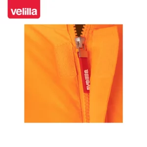 Parka bicolor alta visibilidad Velilla 306002 Azul marino/Naranja flúor, detalle de cuello y cremallera