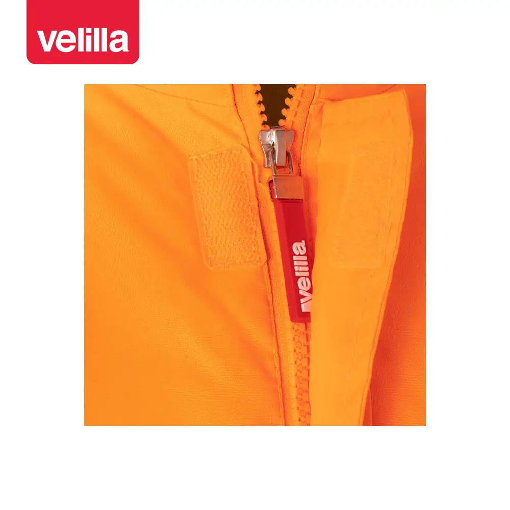 Parka bicolor alta visibilidad Velilla 306002 19 Parka bicolor alta visibilidad Velilla 306002 Azul marino/Naranja flúor, detalle de cuello y cremallera