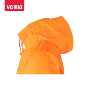 Parka bicolor alta visibilidad Velilla 306002 Azul marino/Naranja flúor, detalle de capucha