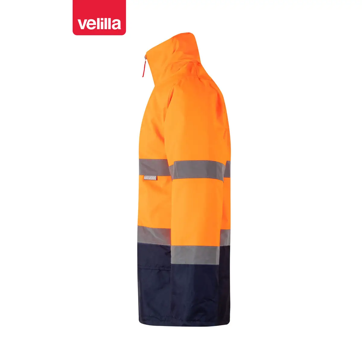 Parka bicolor alta visibilidad Velilla 306002 31 Parka bicolor alta visibilidad Velilla 306002 Azul marino/Naranja flúor, vista lateral