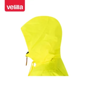 Parka bicolor alta visibilidad Velilla 306002 Azul marino/Amarillo flúor, detalle de capucha