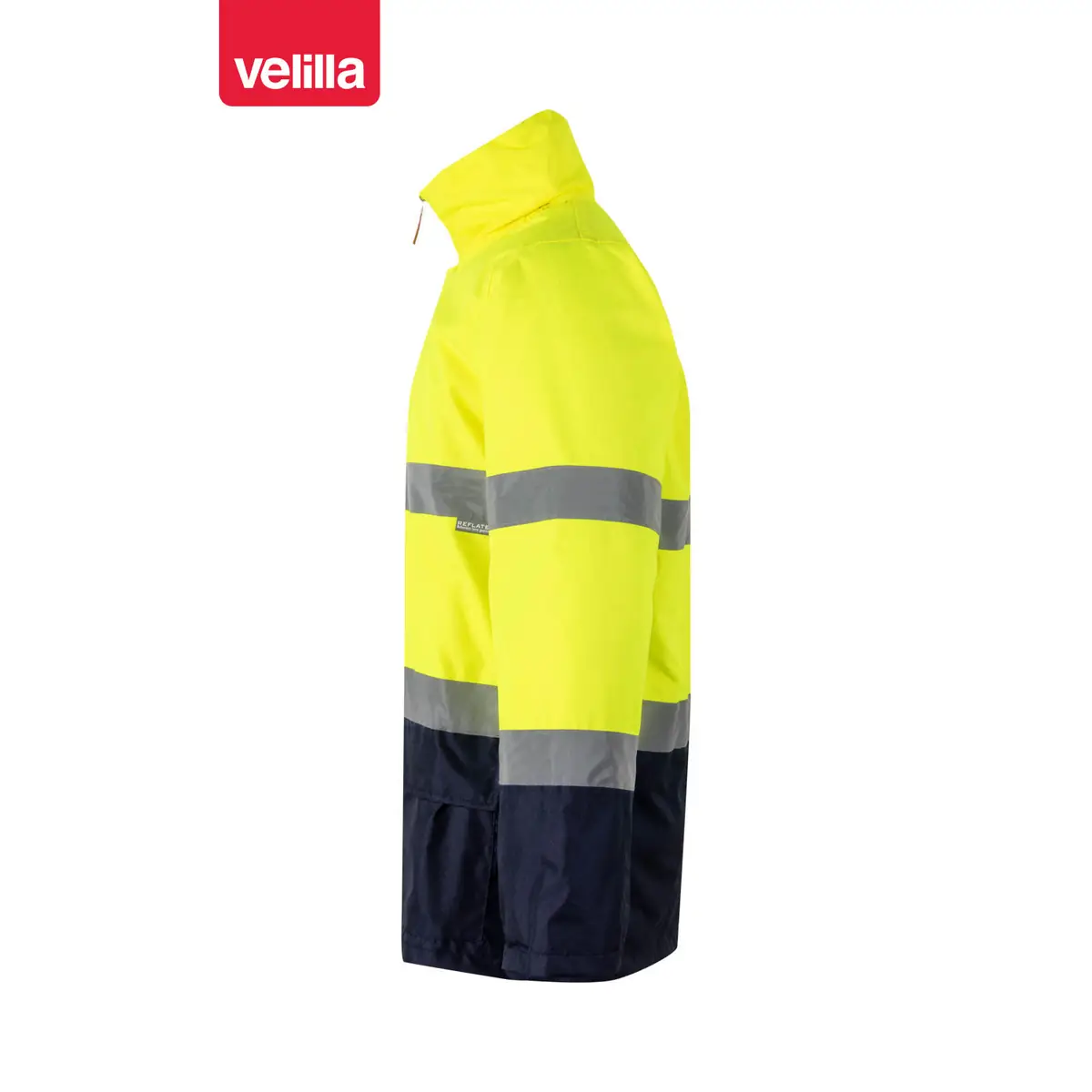 Parka bicolor alta visibilidad Velilla 306002 28 Parka bicolor alta visibilidad Velilla 306002 Azul marino/Amarillo flúor, vista lateral
