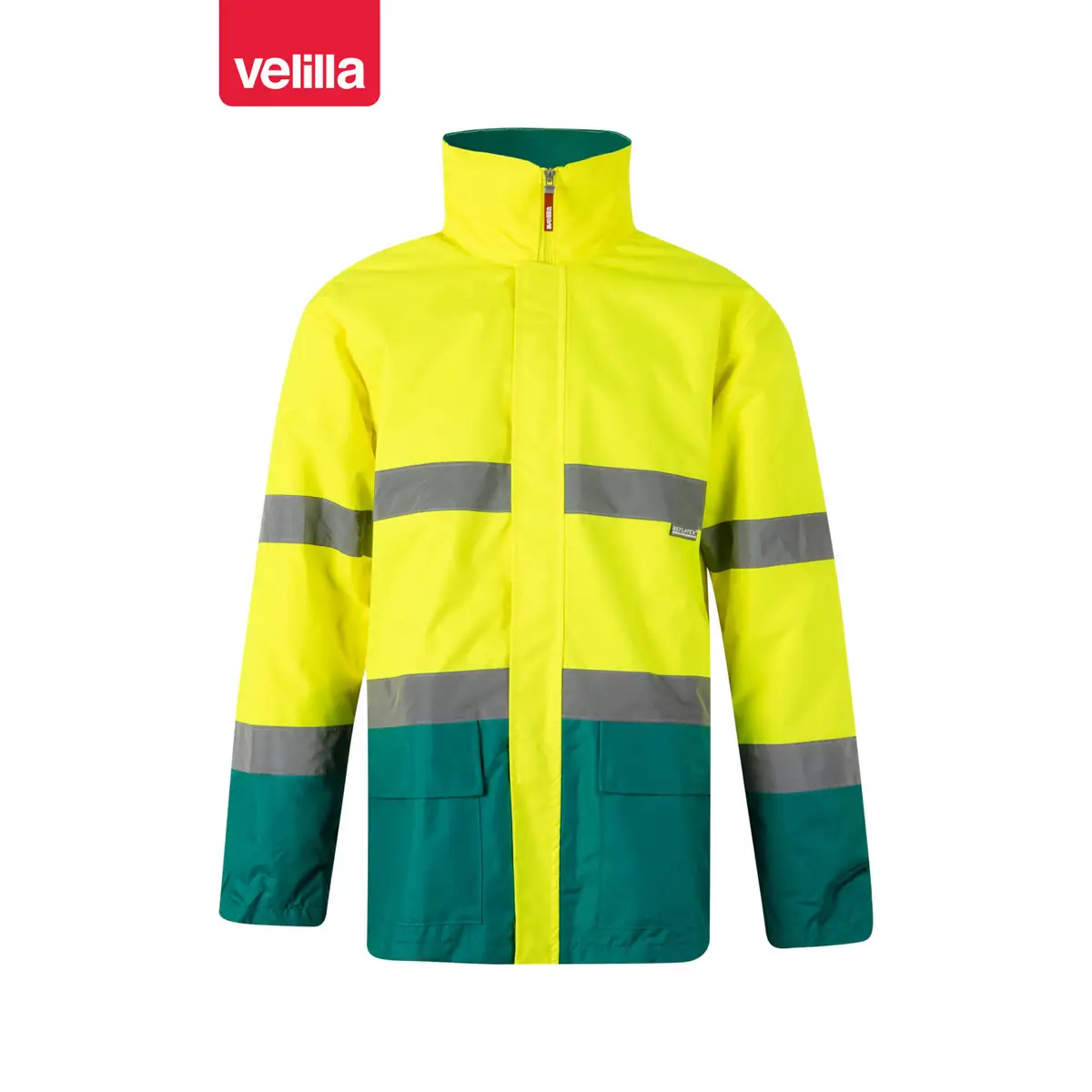 Parka bicolor alta visibilidad Velilla 306002 24 Parka bicolor alta visibilidad Velilla 306002 Verde/Amarillo flúor, vista frontal