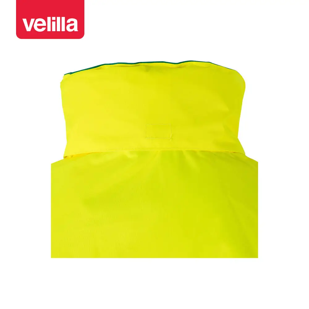 Parka bicolor alta visibilidad Velilla 306002 13 Parka bicolor alta visibilidad Velilla 306002 Verde/Amarillo flúor, detalle de parte trasera del cuello