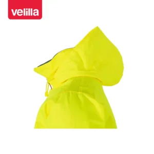 Parka bicolor alta visibilidad Velilla 306002 Gris/Amarillo flúor, detalle de capucha