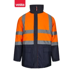 Parka 4 en 1 bicolor Velilla 306003 Azul marino/Naranja flúor, vista frontal