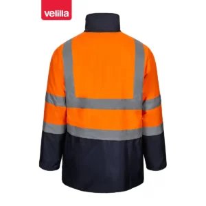 Parka 4 en 1 bicolor Velilla 306003 Azul marino/Naranja flúor, vista trasera