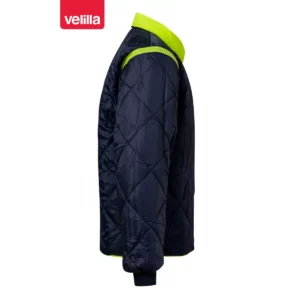 Parka 4 en 1 bicolor Velilla 306003 Azul marino/Amarillo flúor, vista lateral opuesto de la cara interior de la cazadora desmontable