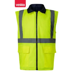 Parka 4 en 1 bicolor Velilla 306003 Azul marino/Amarillo flúor, vista frontal del chaleco interior