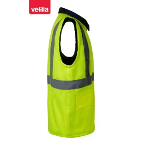 Parka 4 en 1 bicolor Velilla 306003 Azul marino/Amarillo flúor, vista lateral opuesto del chaleco interior