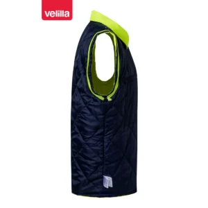 Parka 4 en 1 bicolor Velilla 306003 Azul marino/Amarillo flúor, vista lateral opuesto de la cara interior del chaleco