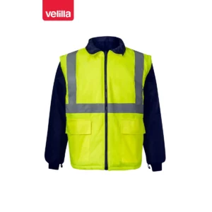 Parka 4 en 1 bicolor Velilla 306003 Azul marino/Amarillo flúor, vista frontal de la prenda interior