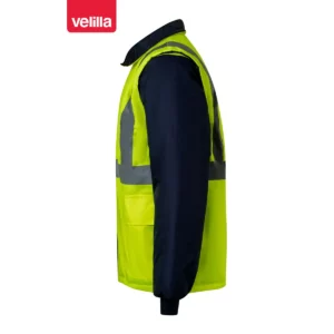 Parka 4 en 1 bicolor Velilla 306003 Azul marino/Amarillo flúor, vista lateral de la prenda interior