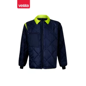 Parka 4 en 1 bicolor Velilla 306003 Azul marino/Amarillo flúor, vista frontal de la cara interior de la cazadora desmontable