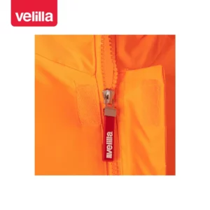 Parka alta visibilidad Velilla 306004 Naranja flúor, detalle de cuello y cremallera