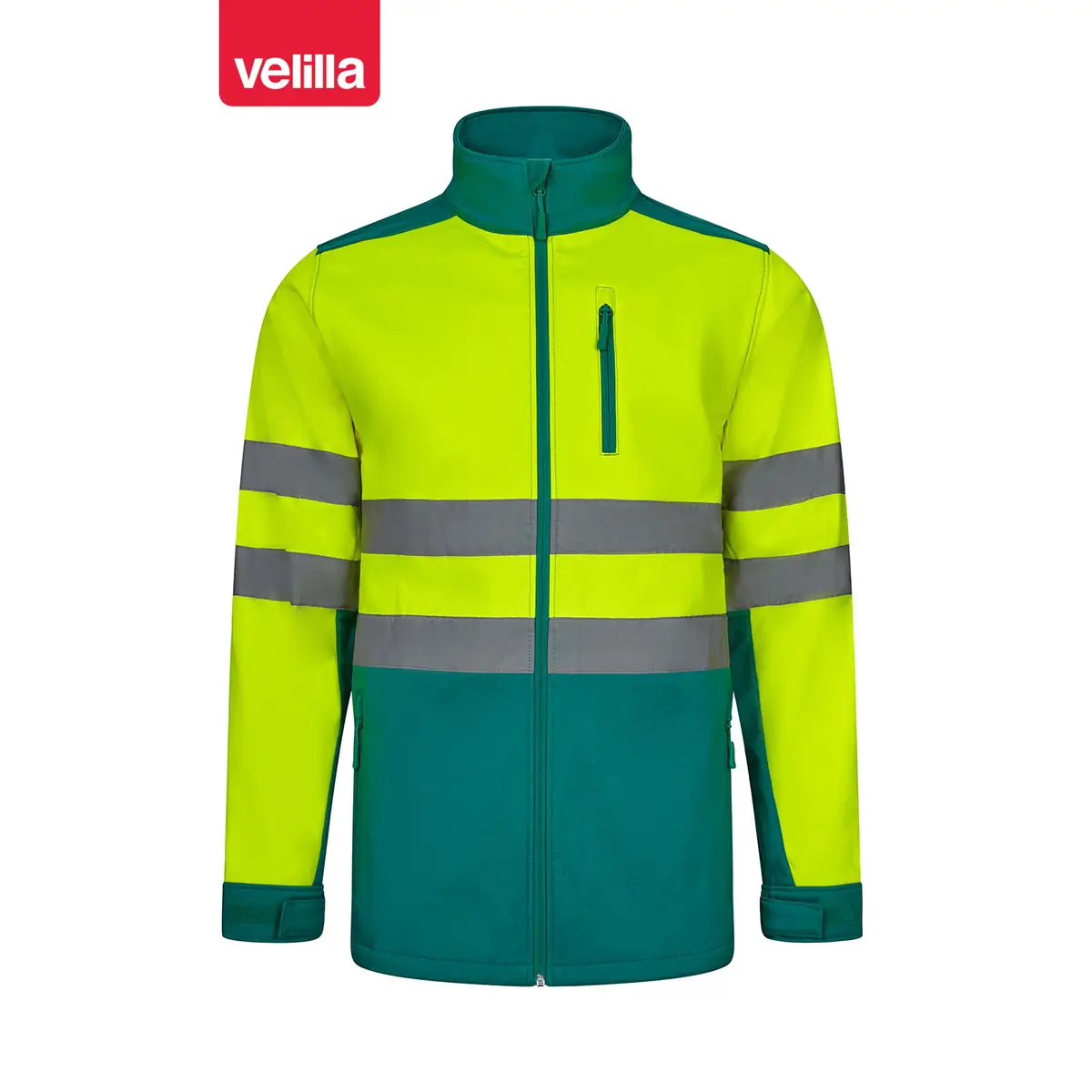Cazadora softshell bicolor Velilla 306006 7 Cazadora softshell bicolor Velilla 306006 Verde/Amarillo flúor, vista frontal