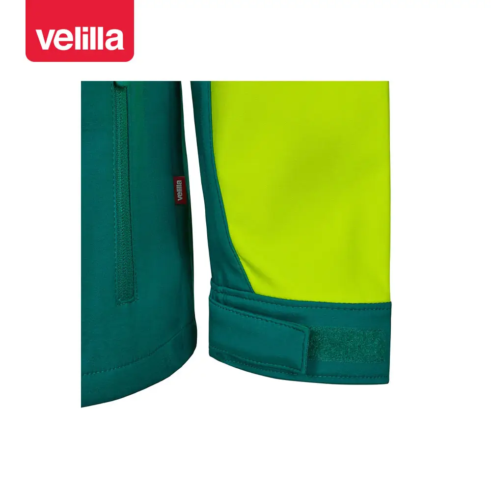 Cazadora softshell bicolor Velilla 306006 19 Cazadora softshell bicolor Velilla 306006 Verde/Amarillo flúor, detalle de puño y costado