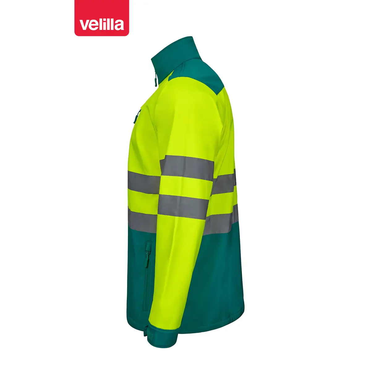 Cazadora softshell bicolor Velilla 306006 8 Cazadora softshell bicolor Velilla 306006 Verde/Amarillo flúor, vista lateral