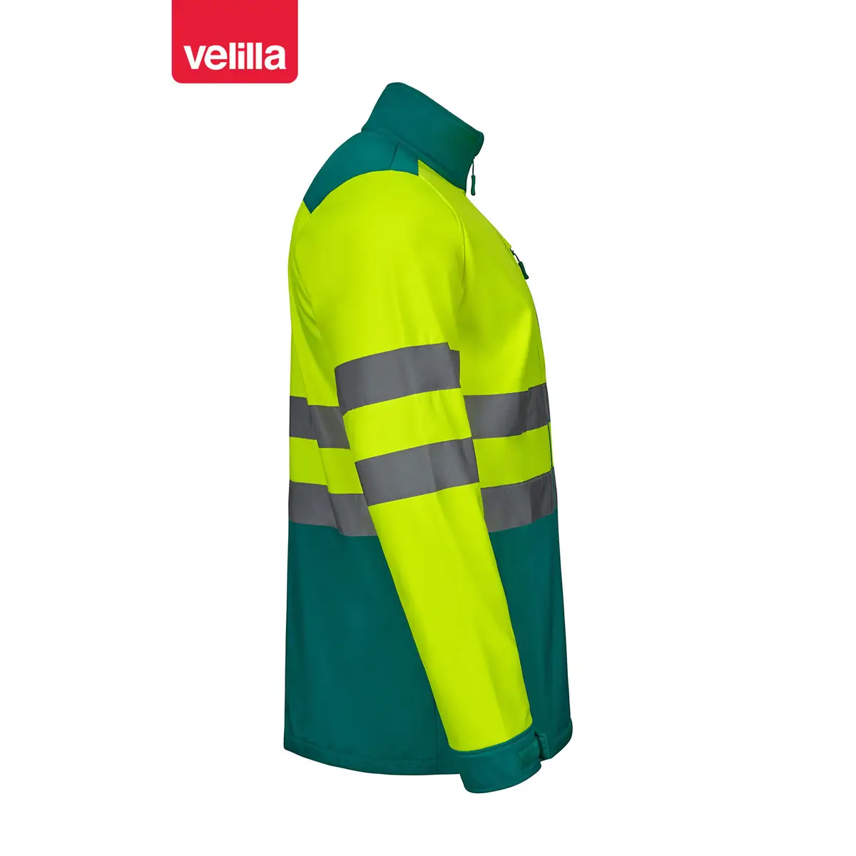 Cazadora softshell bicolor Velilla 306006 9 Cazadora softshell bicolor Velilla 306006 Verde/Amarillo flúor, vista lateral opuesto