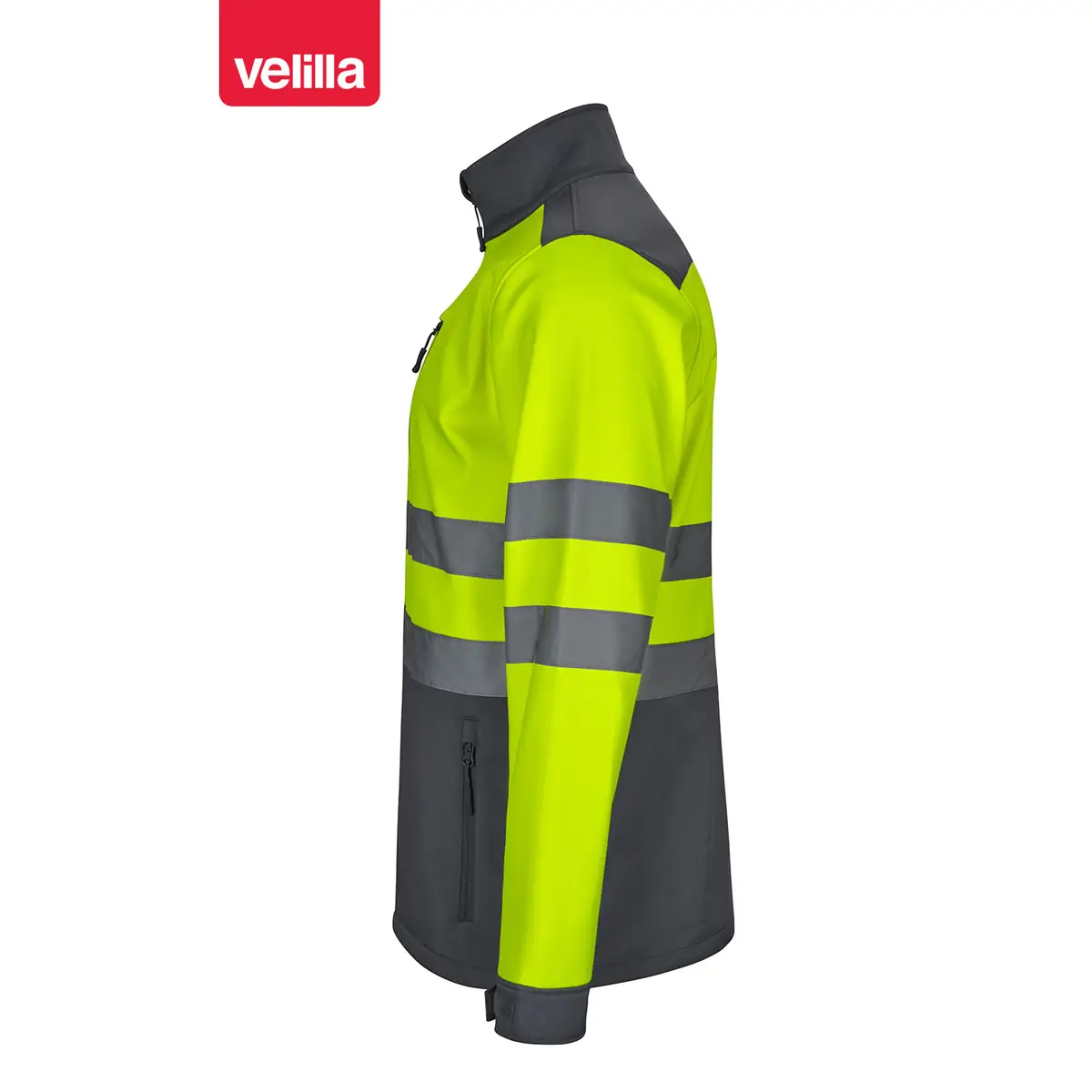 Cazadora softshell bicolor Velilla 306006 2 Cazadora softshell bicolor Velilla 306006 Gris/Amarillo flúor, vista lateral