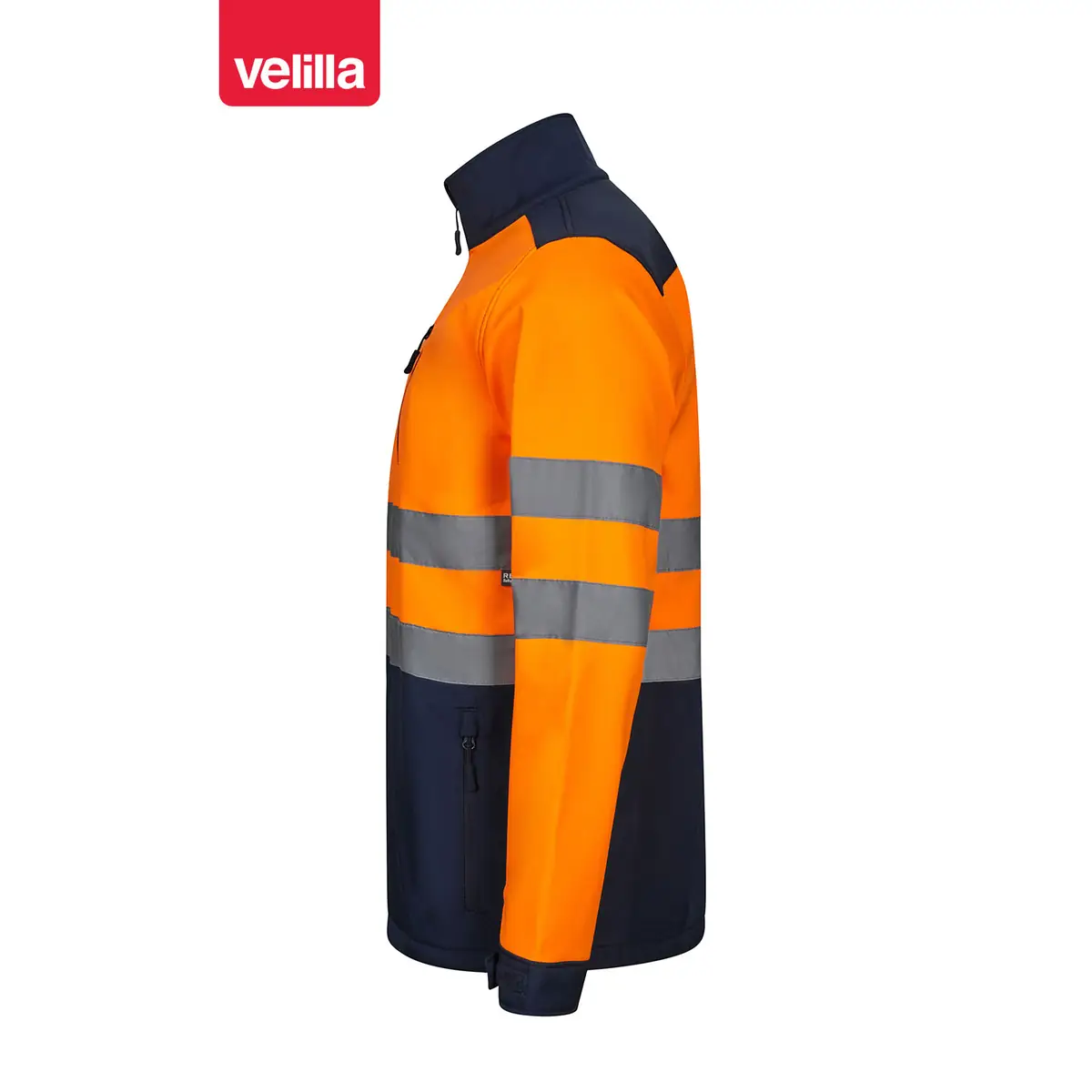 Cazadora softshell bicolor Velilla 306006 12 Cazadora softshell bicolor Velilla 306006 Azul navy/Naranja flúor, vista lateral
