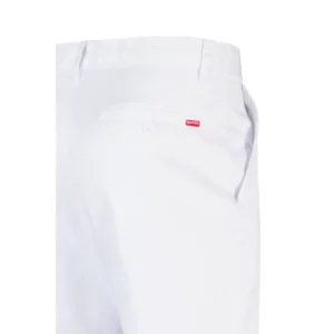 Pantalón sanitario Velilla 317 Blanco, detalle de bolsillo trasero con botón