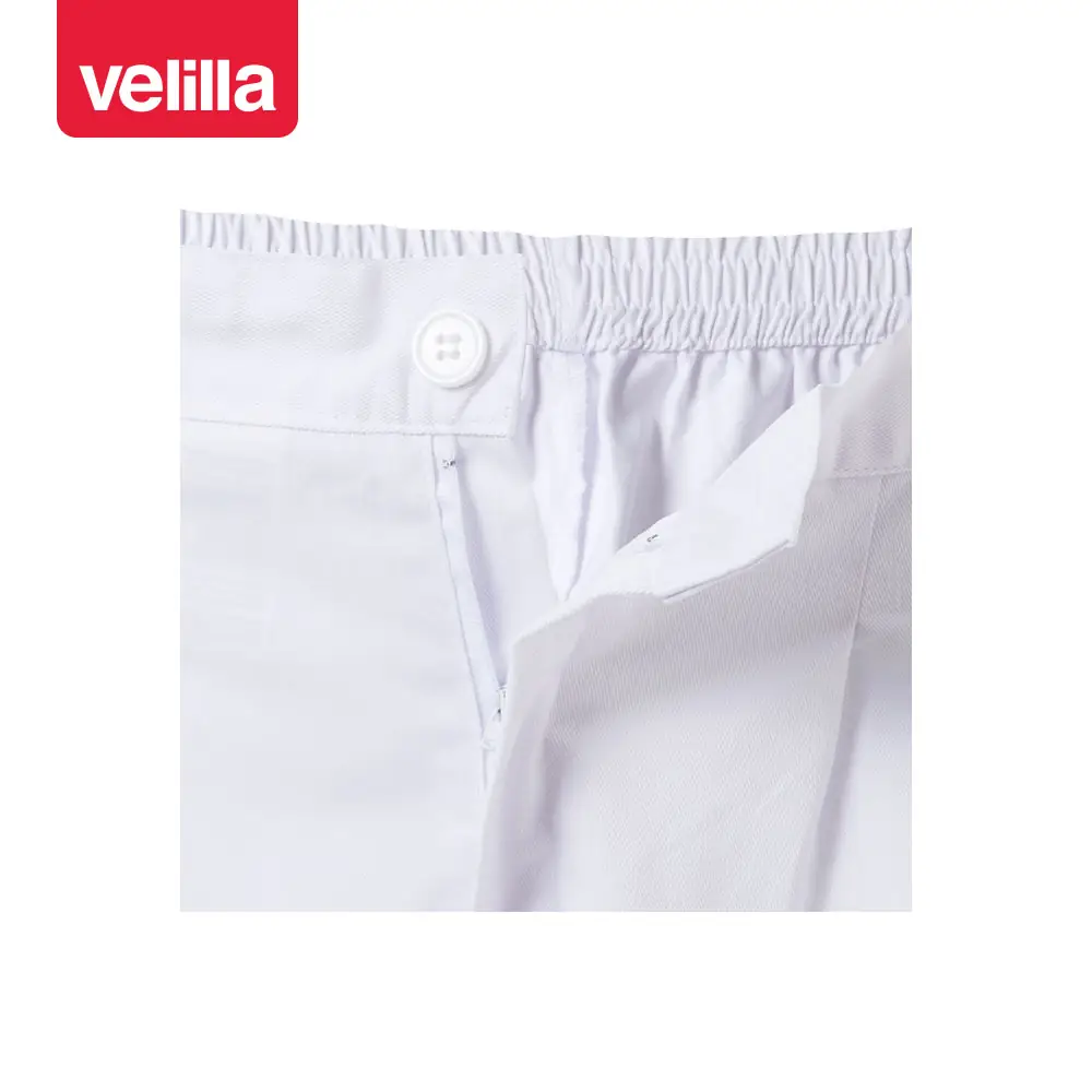 Pantalón de pijama sanitario Velilla 337 6 Pantalón de pijama sanitario Velilla 337 Blanco, detalle de cremallera y botón