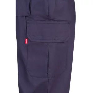 Pantalón algodón multibolsillos Velilla 343 Azul marino, detalle de bolsillo lateral con tapeta