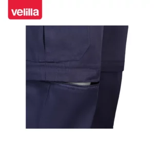 Pantalón desmontable multibolsillos Velilla 346 Azul marino, detalle de cremallera de la pernera desmontable